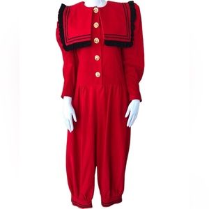 Vintage 80's Kimberly Corduroy Red Jumpsuit 8